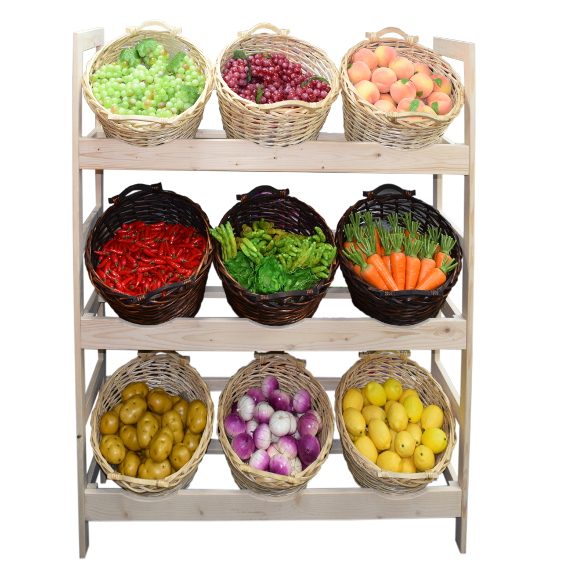 Wooden Fruit and Vegetable Stand with 9 Baskets MaxShelf