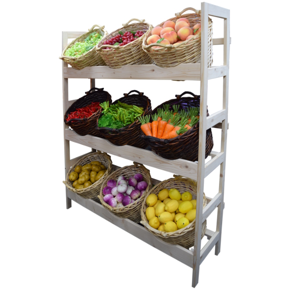 Wooden Fruit and Vegetable Stand with 9 Baskets MaxShelf