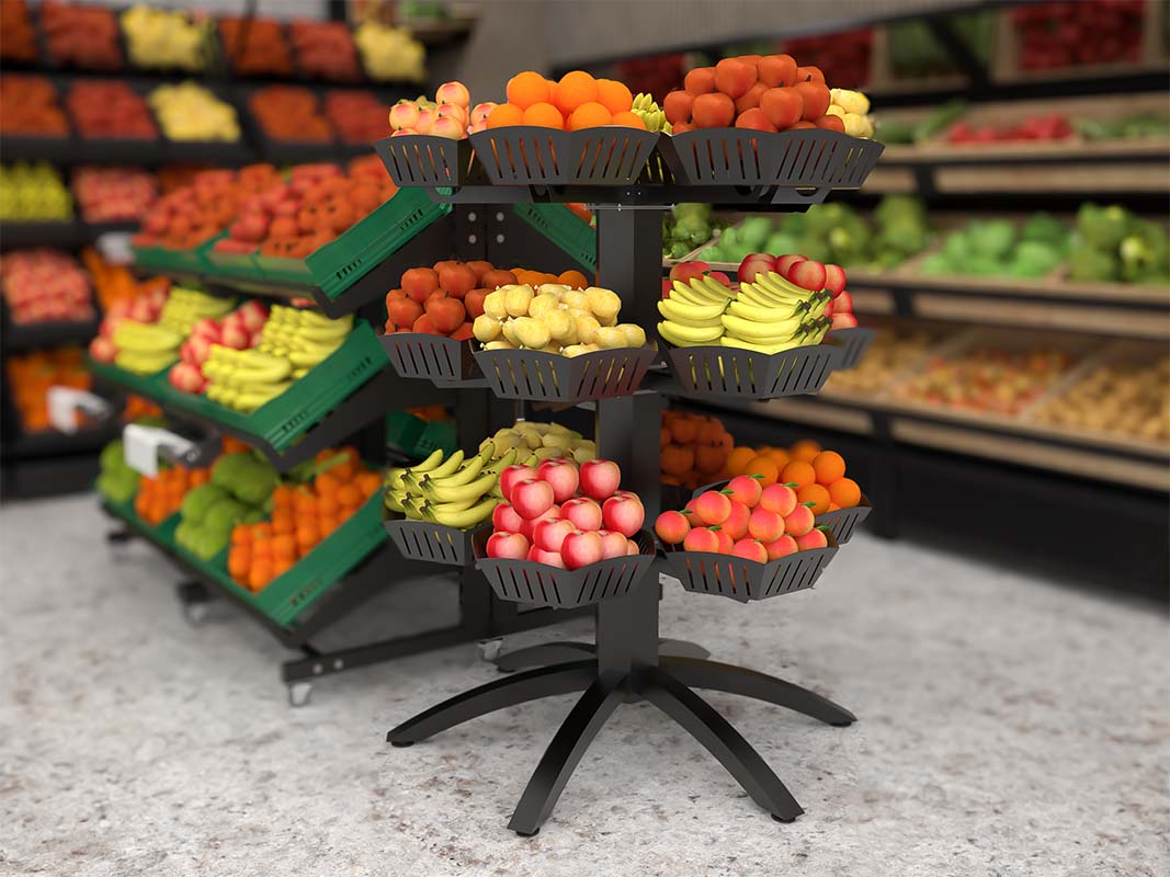 LARGE CENTRAL FRUIT AND VEG STAND PALMTREE Max Shelf Retail