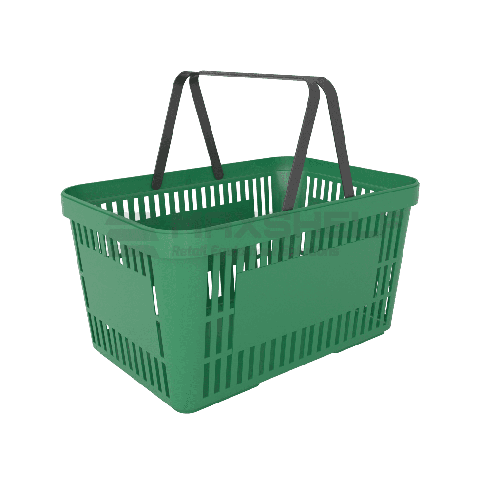 Plastic Shopping Baskets 2 Handles 28 Litre Capacity Max Shelf