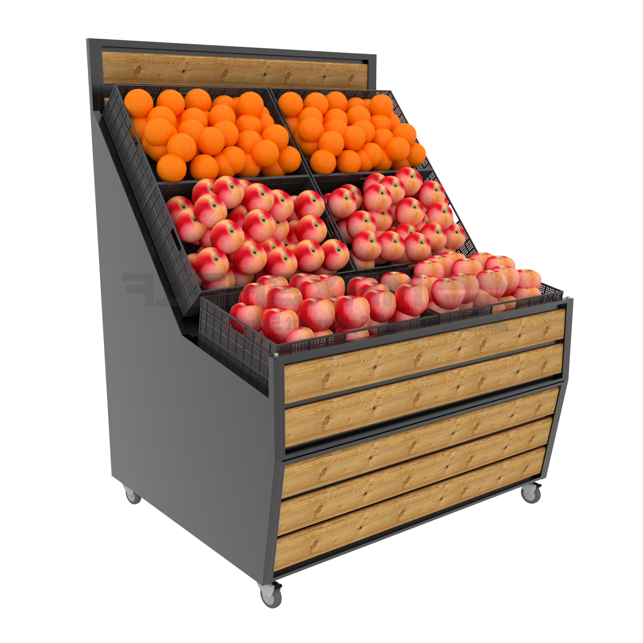 SLS 6 CRATE FRUIT AND VEG DISPLAY ON CASTORS (no crates) Max Shelf